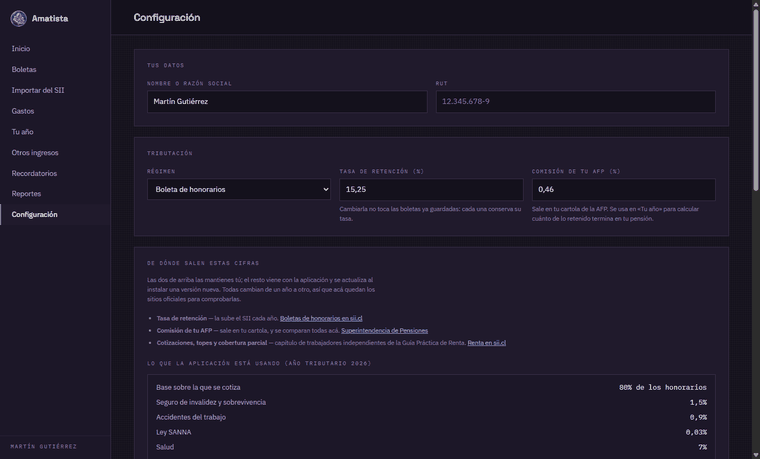 Configuración y fuentes oficiales